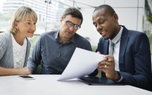 older couple reading document